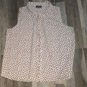 Karl Lagerfield Women's Blouse, XXL, Pink with Black Polka Dots